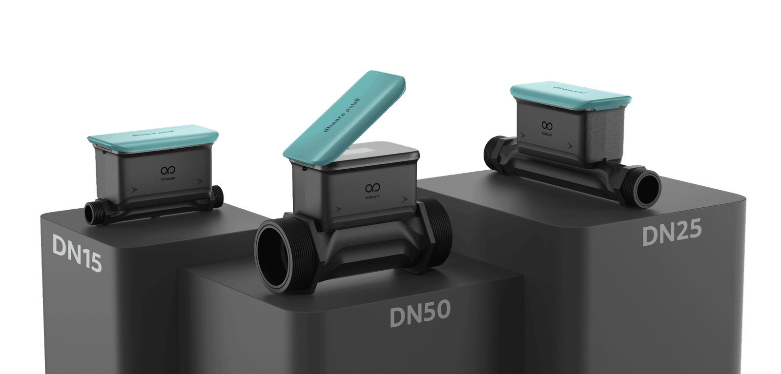 Dhaara Pulse ultrasonic smart water meters in DN15, DN25 and DN50 sizes